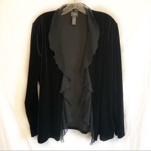 Velvet black open cardigan